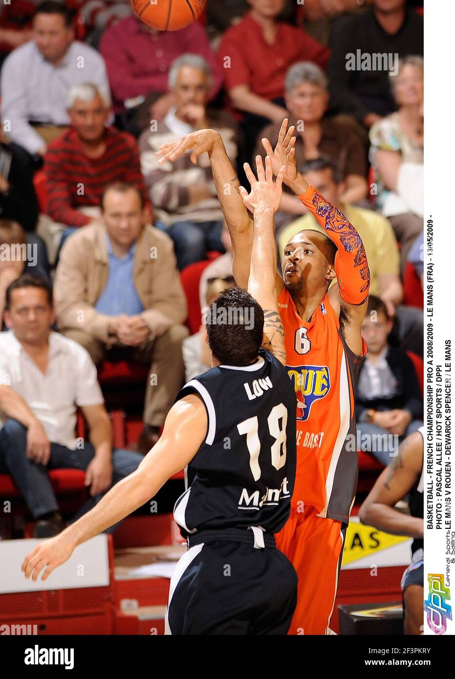 BASKETBALL - CAMPIONATO FRANCESE PRO A 2008/2009 - LE MANS (FRA) - 13/05/2009 - PHOTO : PASCAL ALLEE / HOT SPORTS / DPPI LE MANS V ROUEN - DEWARICK SPENCER / LE MANS Foto Stock