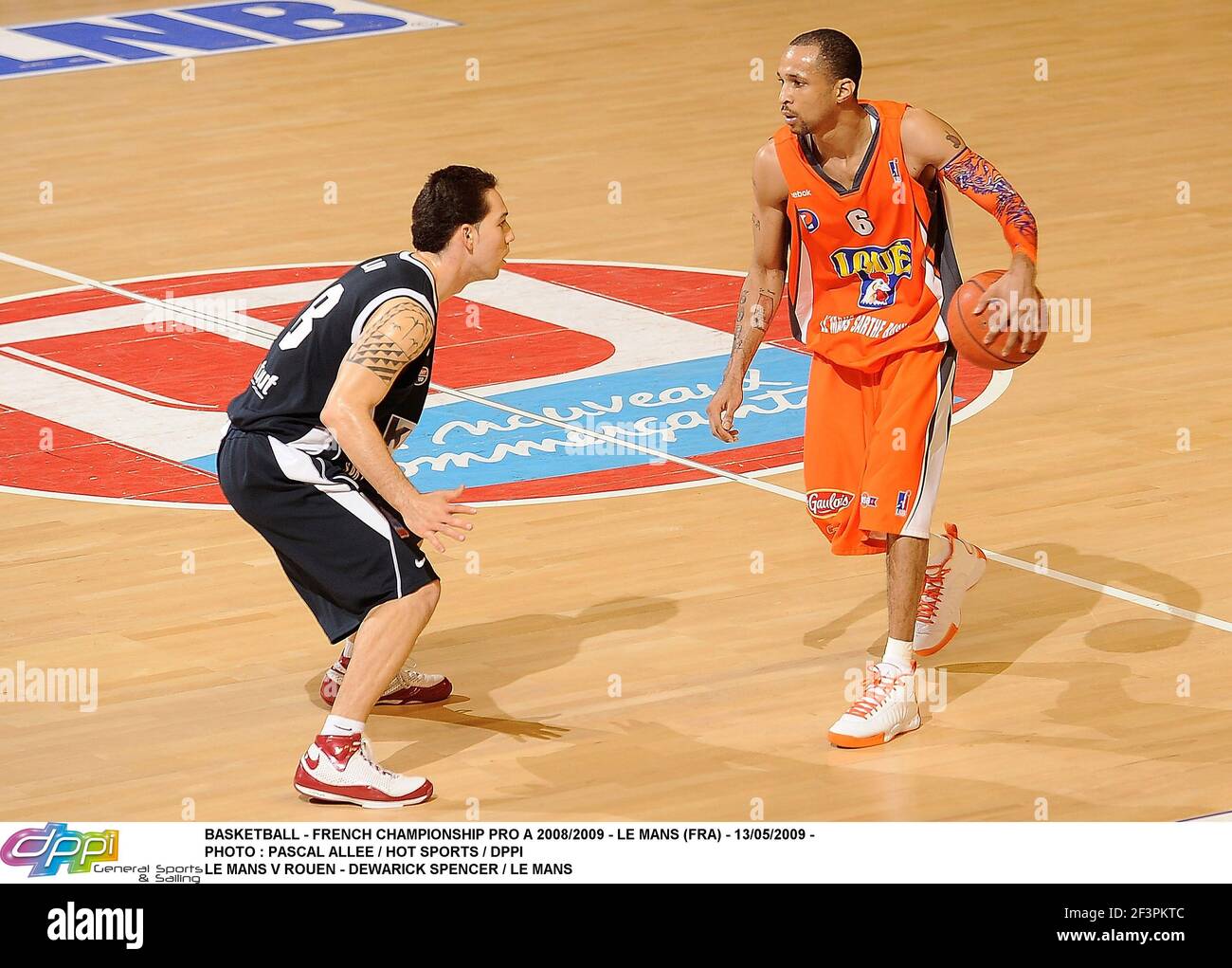 BASKETBALL - CAMPIONATO FRANCESE PRO A 2008/2009 - LE MANS (FRA) - 13/05/2009 - PHOTO : PASCAL ALLEE / HOT SPORTS / DPPI LE MANS V ROUEN - DEWARICK SPENCER / LE MANS Foto Stock