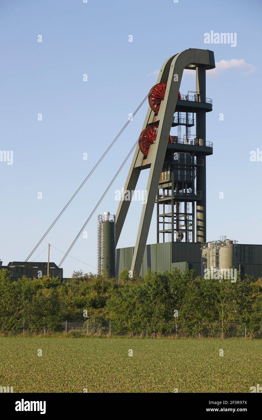 Wetter- und Seilfahrtschacht, Hamm/Westfalen, Bergwerk Ost, Schacht Lerche Foto Stock