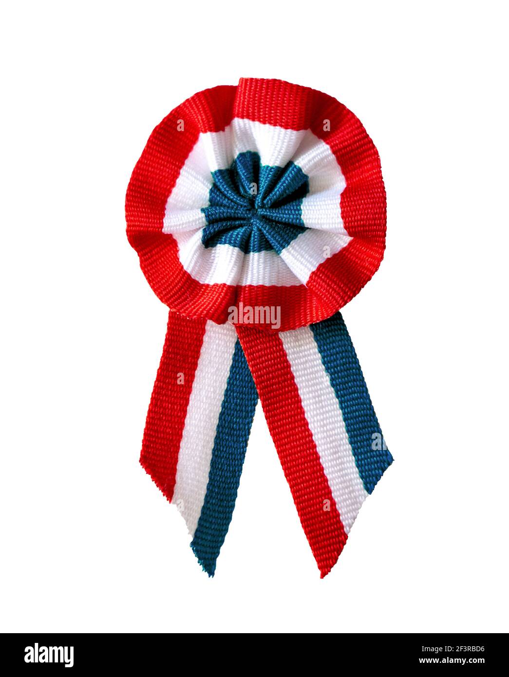 Isolato sui colori bianco tricolore rosette degli Stati Uniti o. Francia Foto Stock