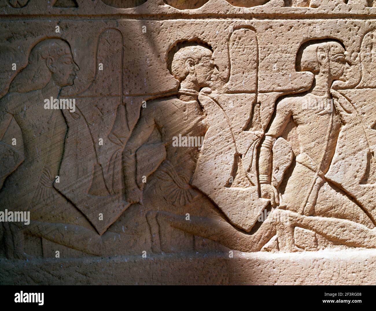 Abu Simbel Egitto Tempio di Ramses II prigionieri nubiani Foto Stock