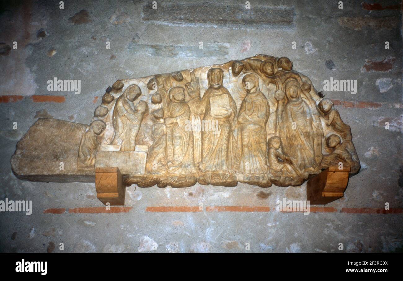 Cabestany nr Perpignon Francia nostra Signora degli Angeli nostra Senyora dels Angels la Glorificacio Cristo in Maestà Centro lontano Lasciò la risurrezione l'Assunzione Maria e Angeli nel Cielo Foto Stock