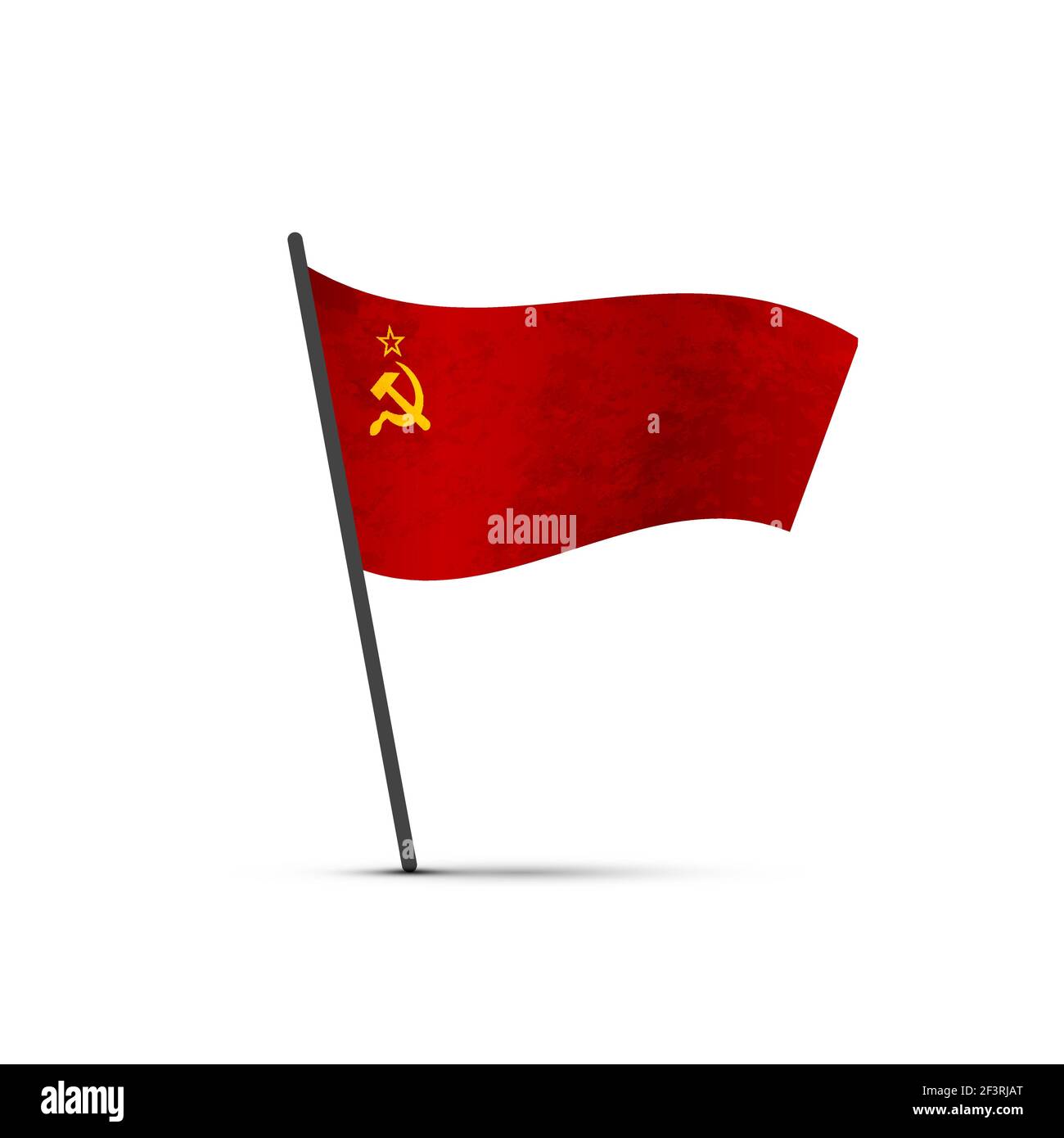Bandiera dell'URSS sul palo, elemento infografico isolato su bianco Illustrazione Vettoriale