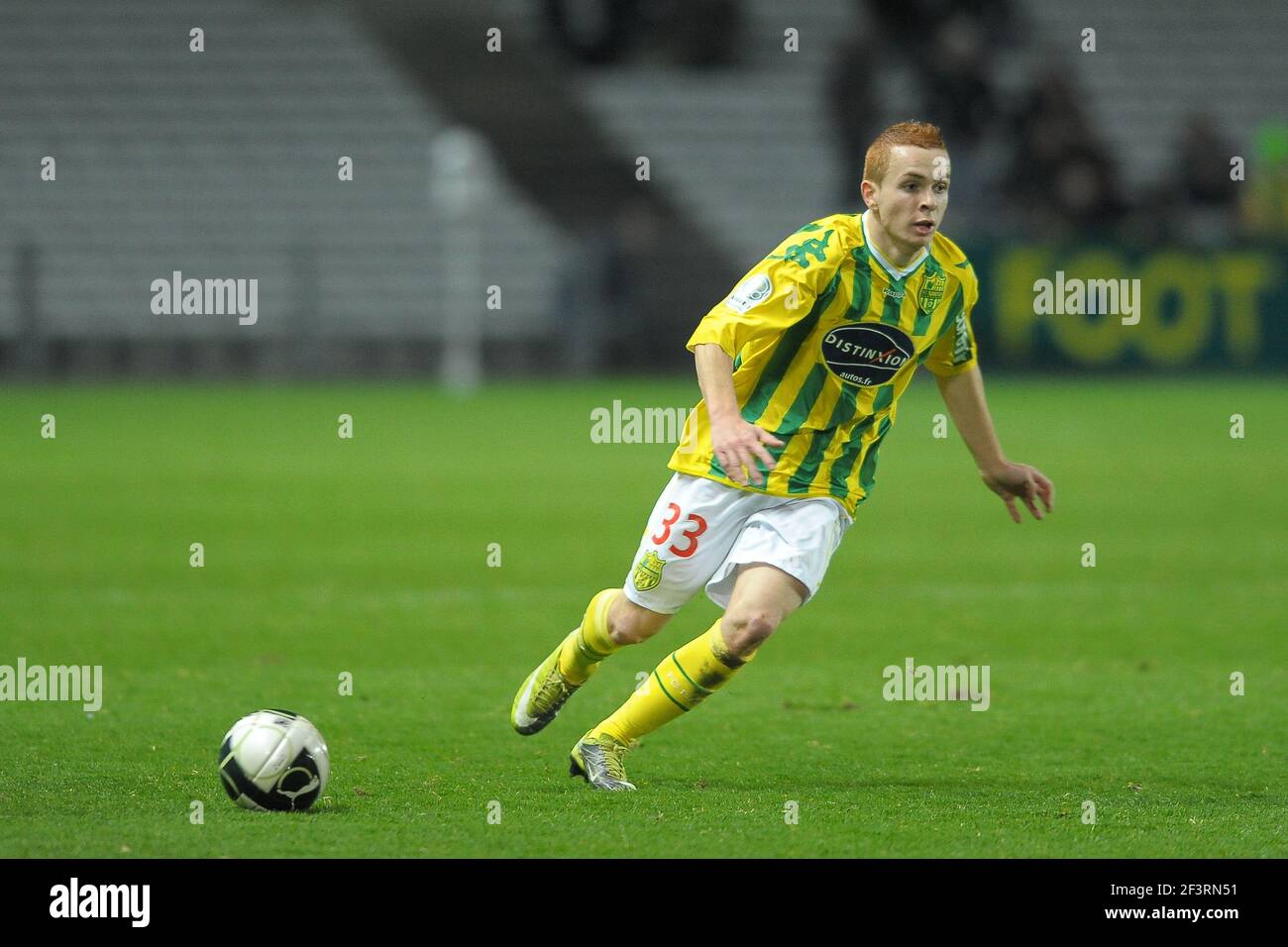 CALCIO - CAMPIONATO FRANCESE 2010/2011 - L2 - FC NANTES V FC METZ - 18/02/2011 - FOTO PASCAL ALLEE / DPPI - ADRIEN TREBEL (NAN) Foto Stock