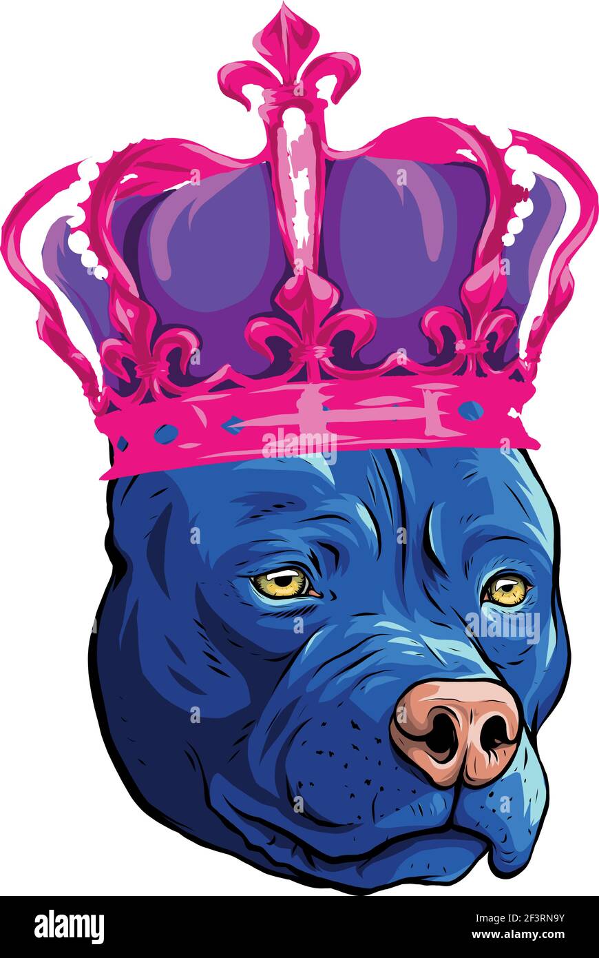 cane pitbull colorato con illustrazione vettoriale corona Illustrazione Vettoriale