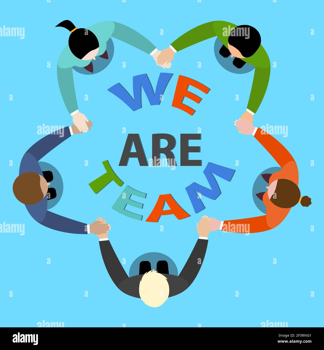 Team amichevole cerchia le mani Illustrazione Vettoriale