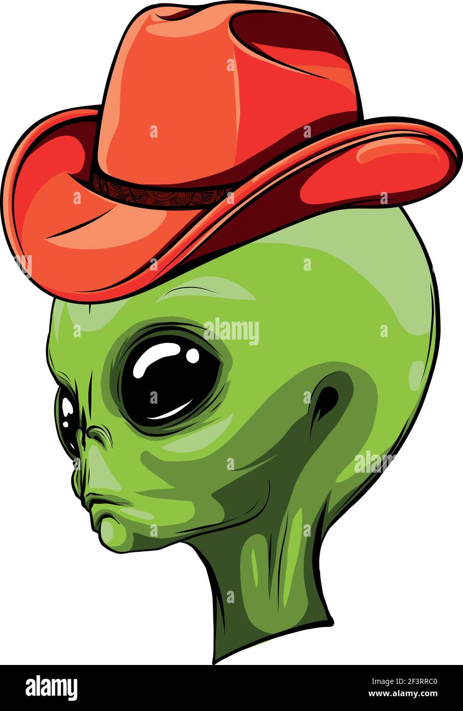 testa di grigio alieno con disegno vettoriale cappello Illustrazione Vettoriale