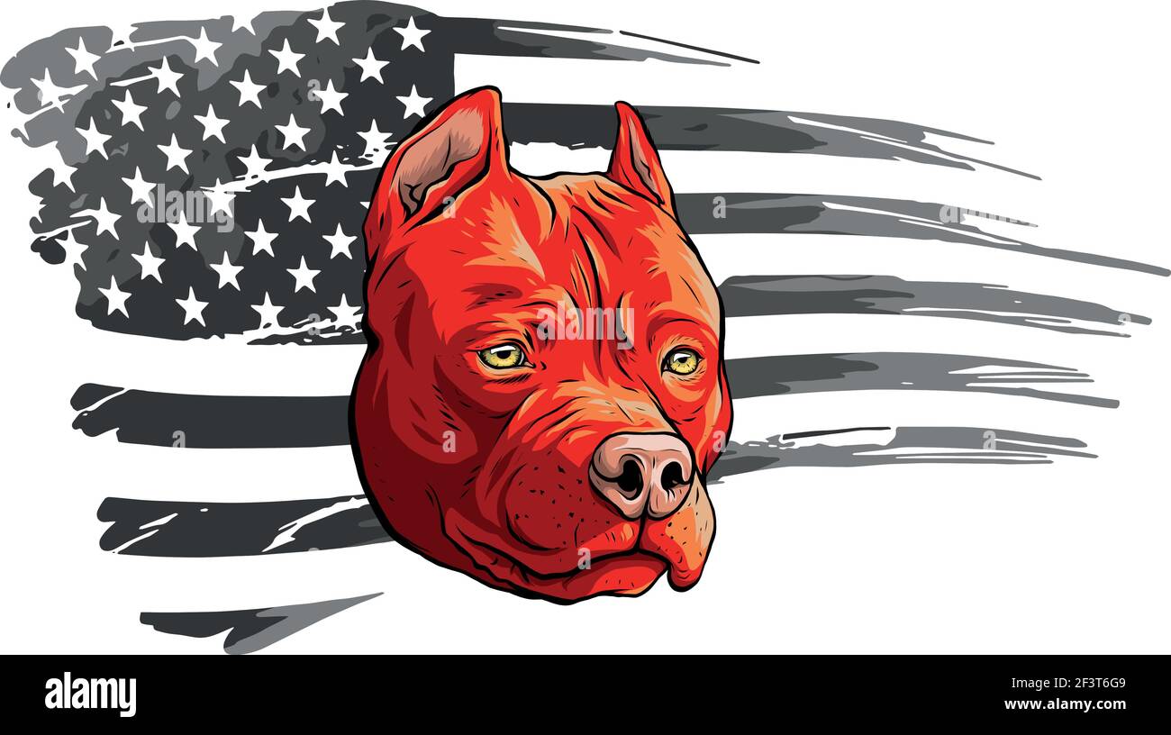 Testa di cane con bandiera americana vettore illustrazione Illustrazione Vettoriale