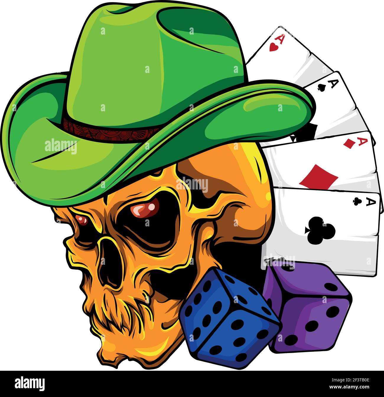 illustrazione vettoriale del gioco del casinò del cranio umano Illustrazione Vettoriale