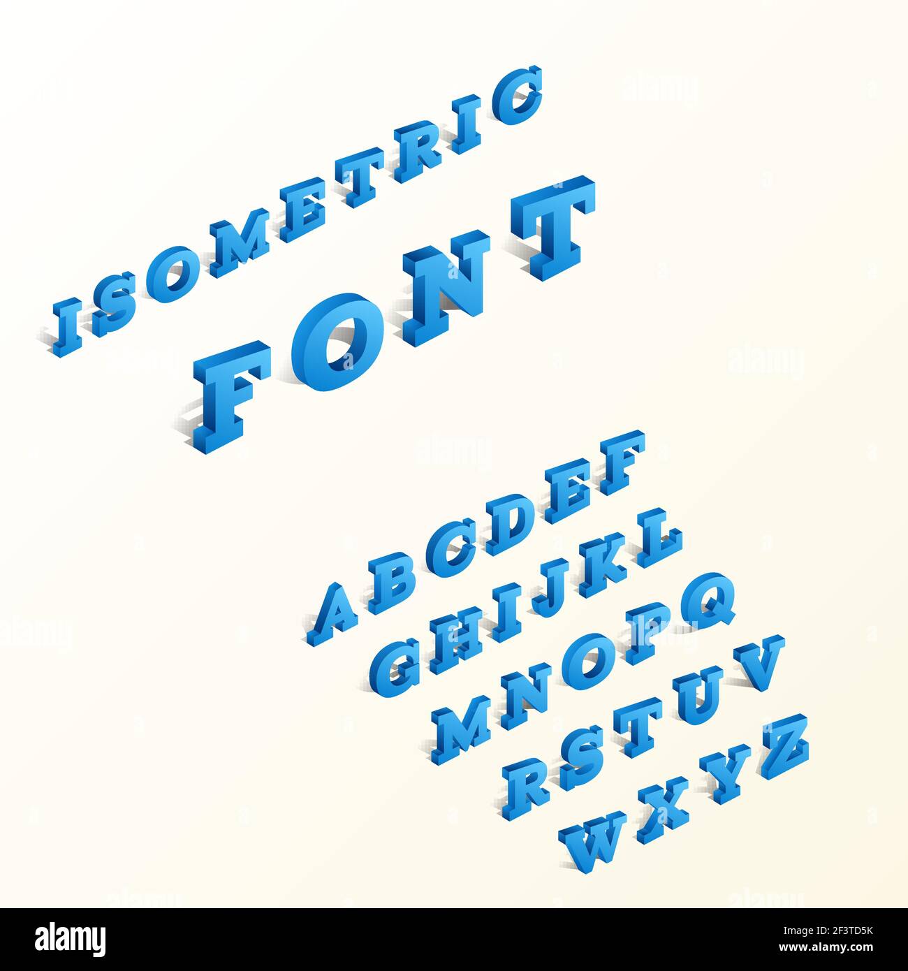 Carattere alfabetico isometrico. Illustrazione Vettoriale