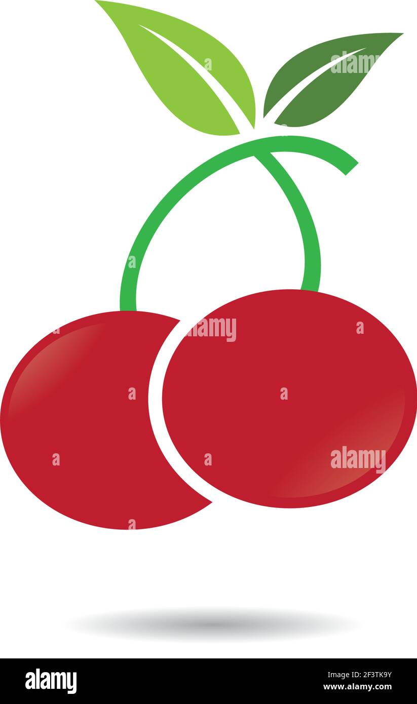 Modello di logo Cherry icona vettoriale disegno di illustrazione Illustrazione Vettoriale