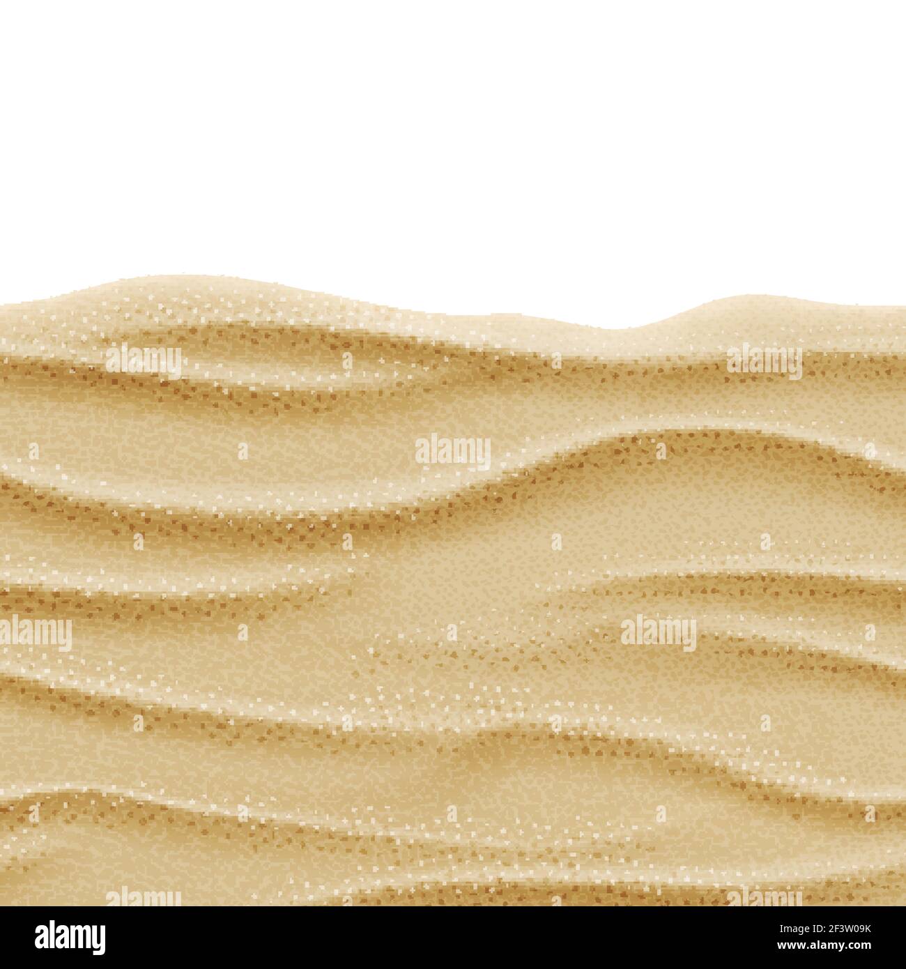 Sabbia vettoriale trasparente e realistica. Sabbia spiaggia onda e sfondo sabbia mare. Illustrazione vista laterale Illustrazione Vettoriale