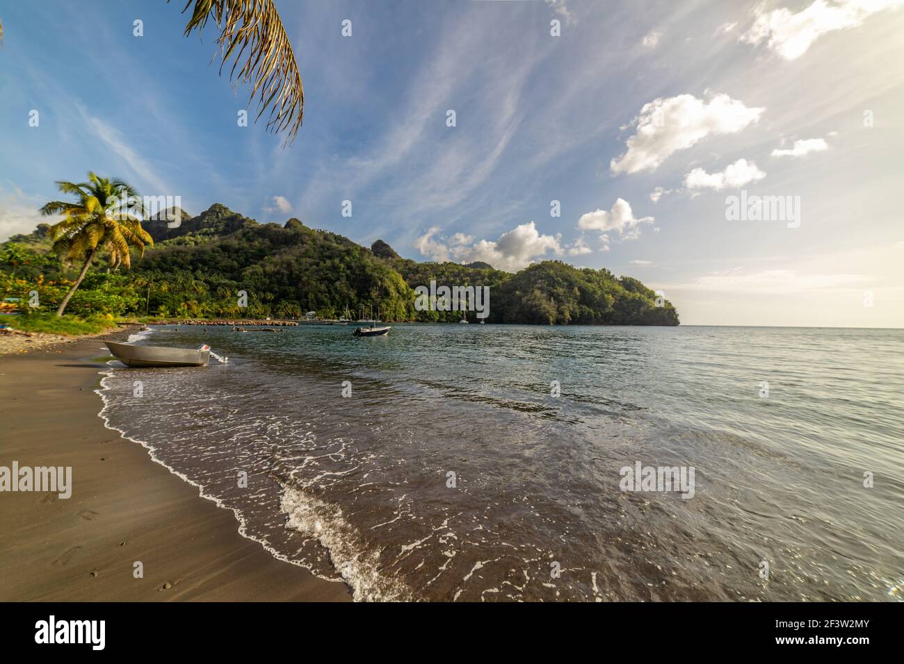 Saint Vincent e le Grenadine, Wallilabou bay, barche Foto Stock