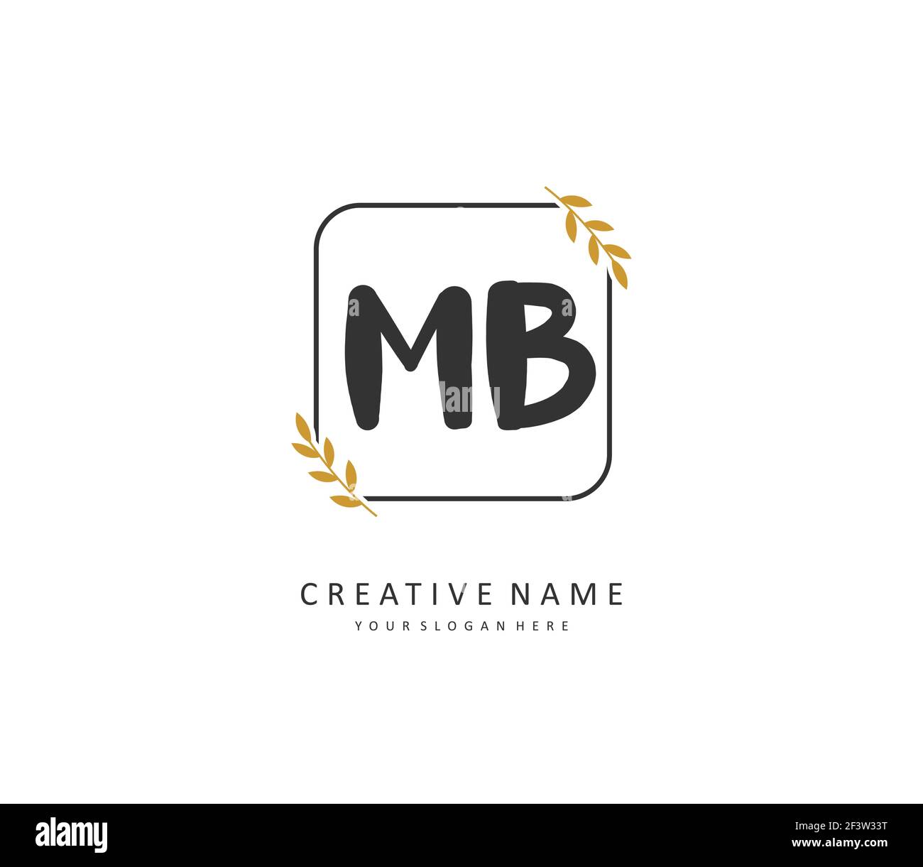 M B MB scritta a mano e logo della firma della lettera iniziale. Un logo iniziale di calligrafia concettuale con elemento modello. Illustrazione Vettoriale