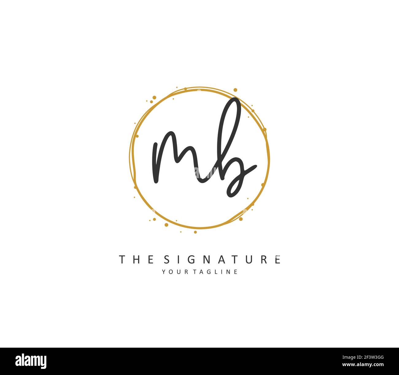M B MB scritta a mano e logo della firma della lettera iniziale. Un logo iniziale di calligrafia concettuale con elemento modello. Illustrazione Vettoriale