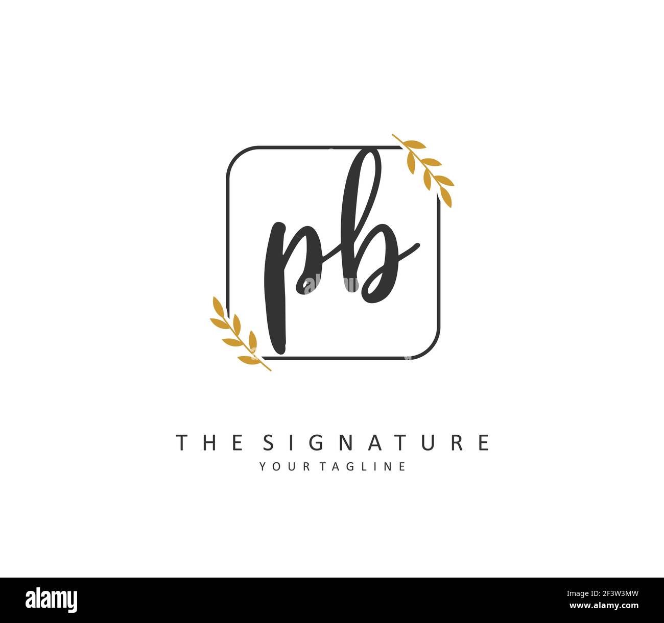 P B PB lettera iniziale scrittura a mano e logo della firma. Un logo iniziale di calligrafia concettuale con elemento modello. Illustrazione Vettoriale