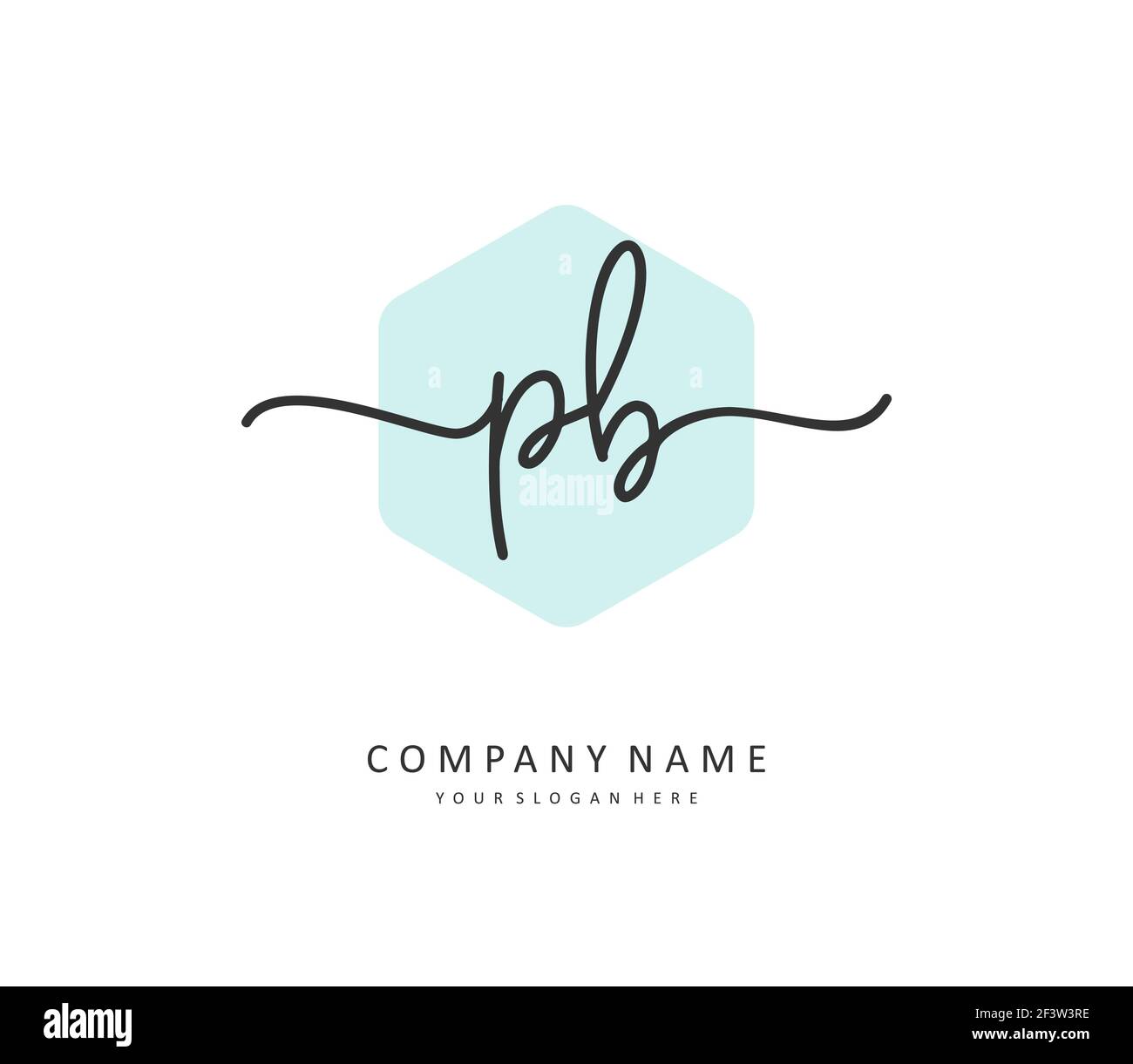P B PB lettera iniziale scrittura a mano e logo della firma. Un logo iniziale di calligrafia concettuale con elemento modello. Illustrazione Vettoriale