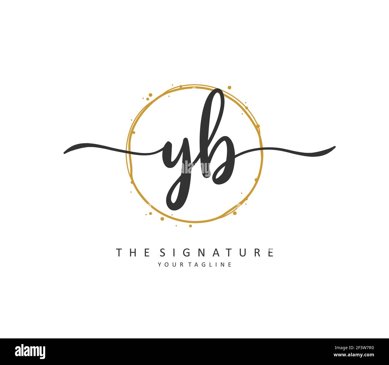 Y B YB scrittura a mano della lettera iniziale e logo della firma. Un logo iniziale di calligrafia concettuale con elemento modello. Illustrazione Vettoriale