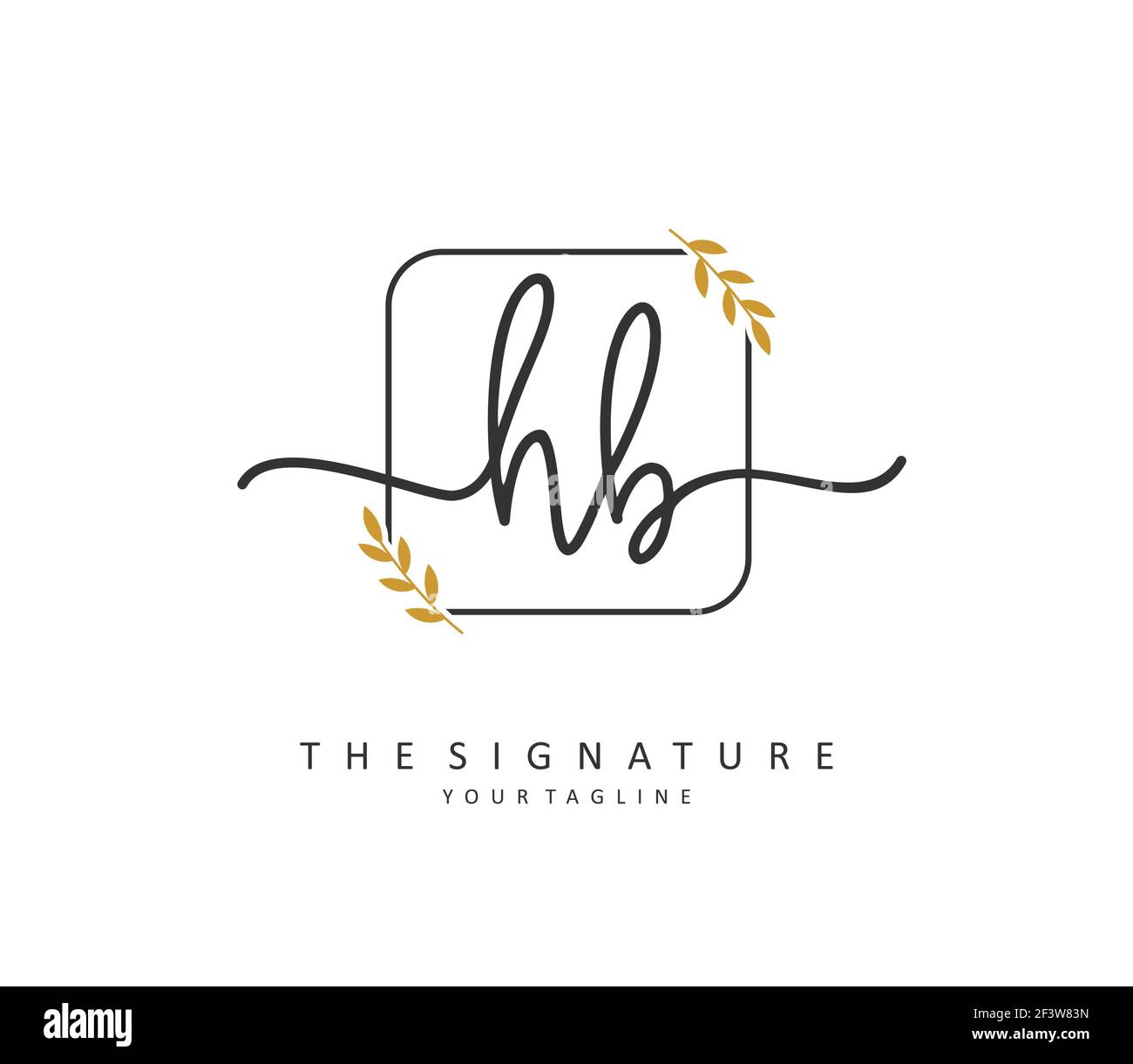 H B HB scrittura a mano della lettera iniziale e logo della firma. Un logo iniziale di calligrafia concettuale con elemento modello. Illustrazione Vettoriale