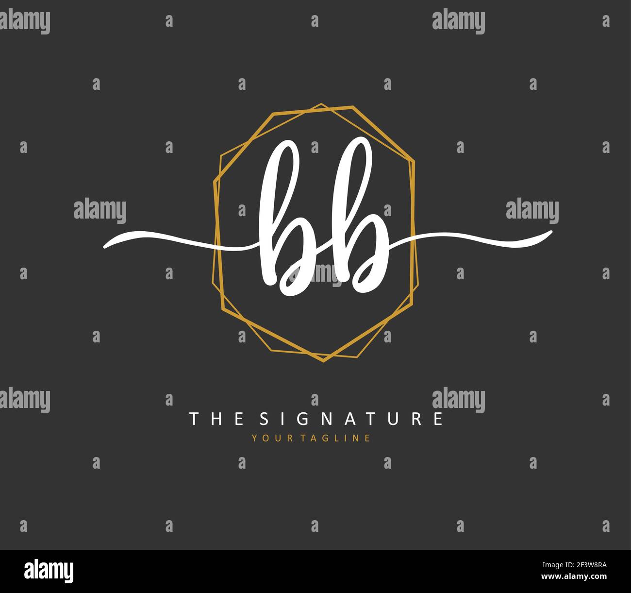 BB scrittura a mano della lettera iniziale e logo della firma. Un logo iniziale di calligrafia concettuale con elemento modello. Illustrazione Vettoriale