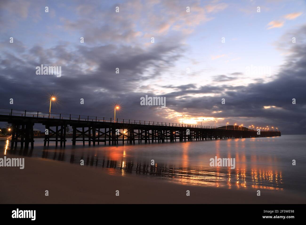 Coffs Harbour Jetty al Sunrise nel NSW, Australia Foto Stock