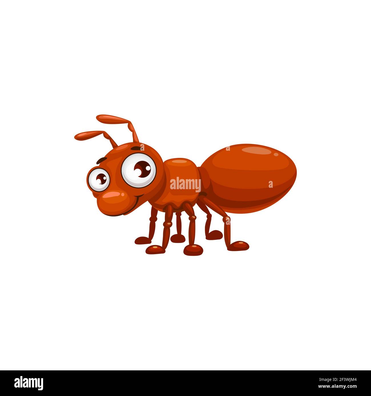 Icona vettore di formica, insetto divertente emmet con viso carino e occhi grandi. Mascotte Pissmire per club bambini, elemento di design, creatura selvaggia, coontrol parassiti è Illustrazione Vettoriale