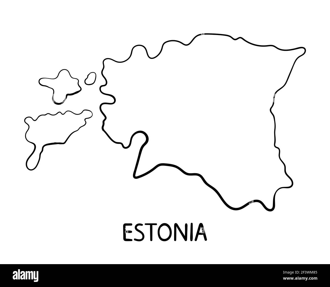 Illustrazione della mappa dell'Estonia disegnata a mano Foto Stock