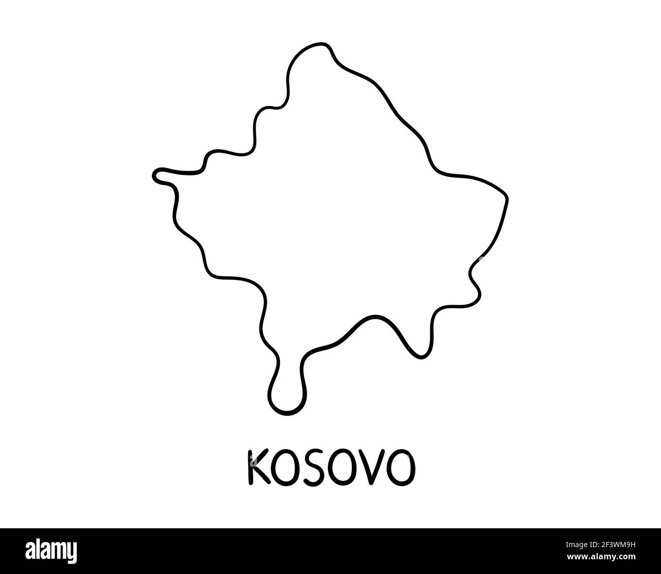 Illustrazione della mappa del Kosovo disegnata a mano Foto Stock