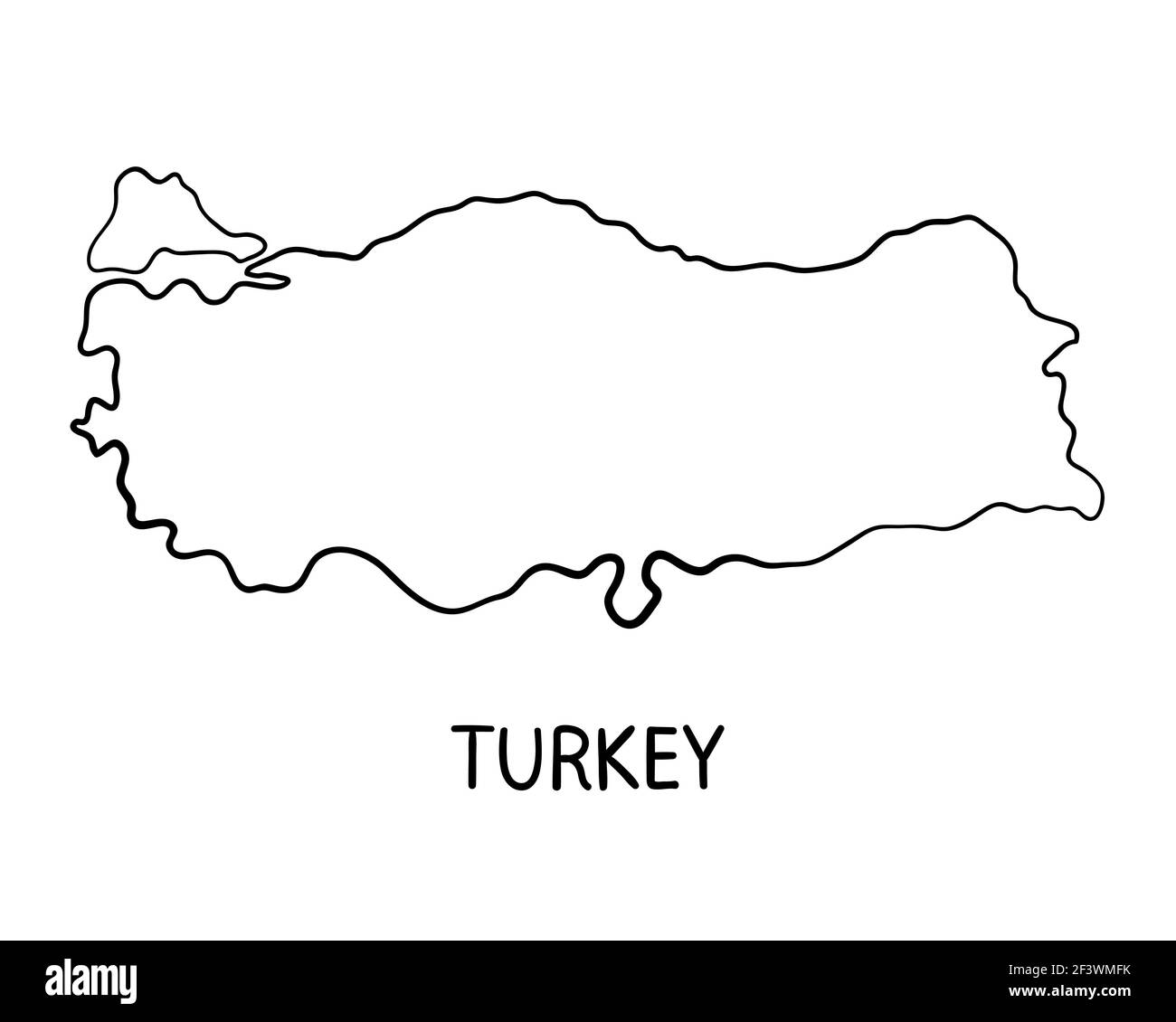 Illustrazione della mappa della Turchia disegnata a mano Foto Stock