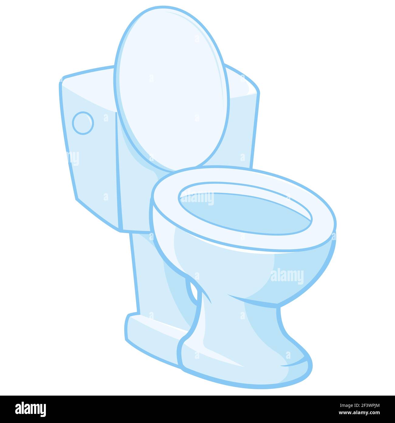 WC con coperchio aperto in bagno. Ciotola del WC su sfondo bianco. Il wc era pulito e pulito. Foto Stock