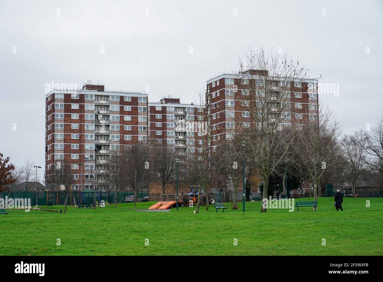 High Lise Flats Broad Lane Gaywood Avenue. Kirkby Merseyside. Foto Stock