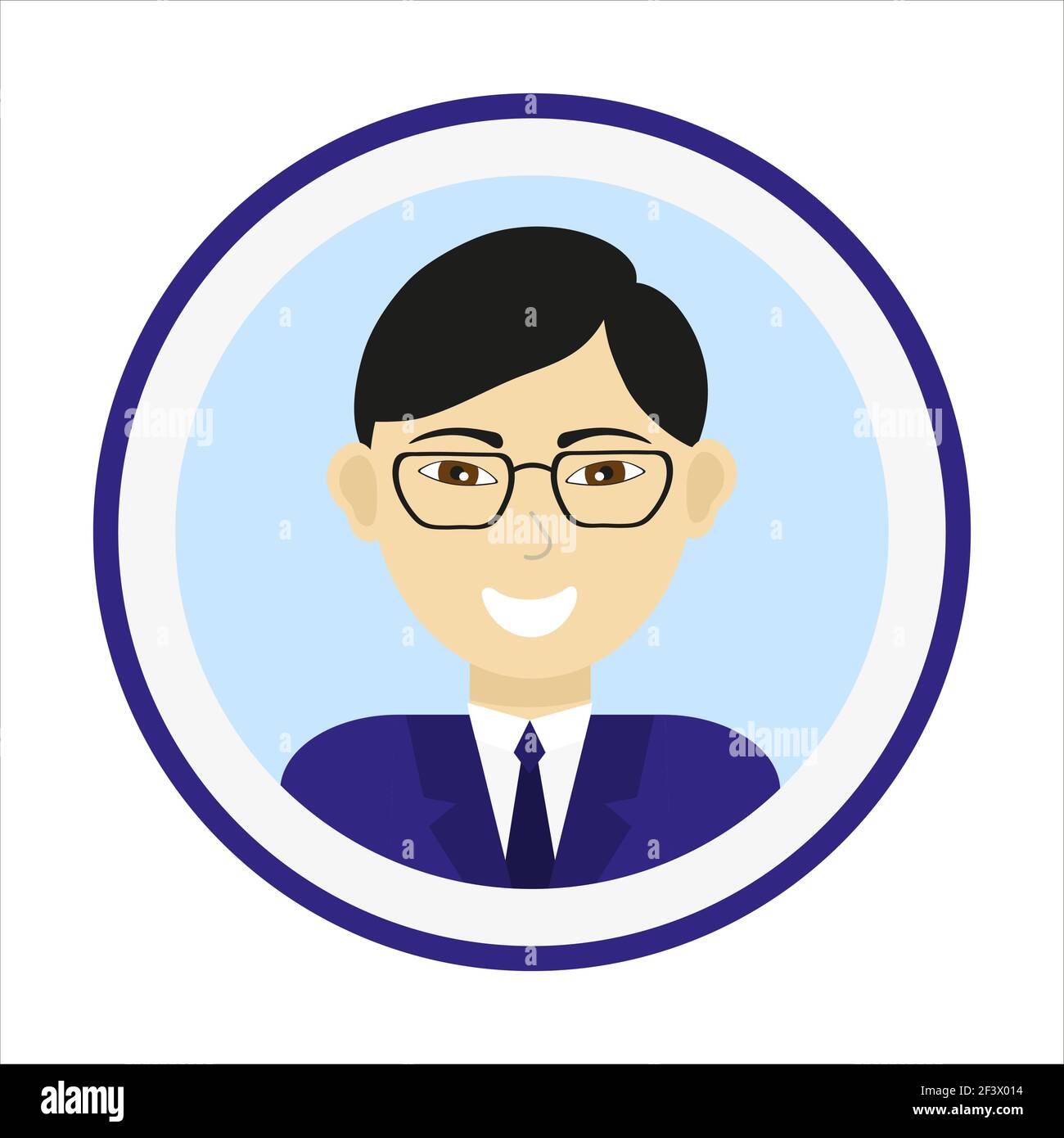 Faccia maschio. Bel ritratto di uomo asiatico. Illustrazione Vettoriale