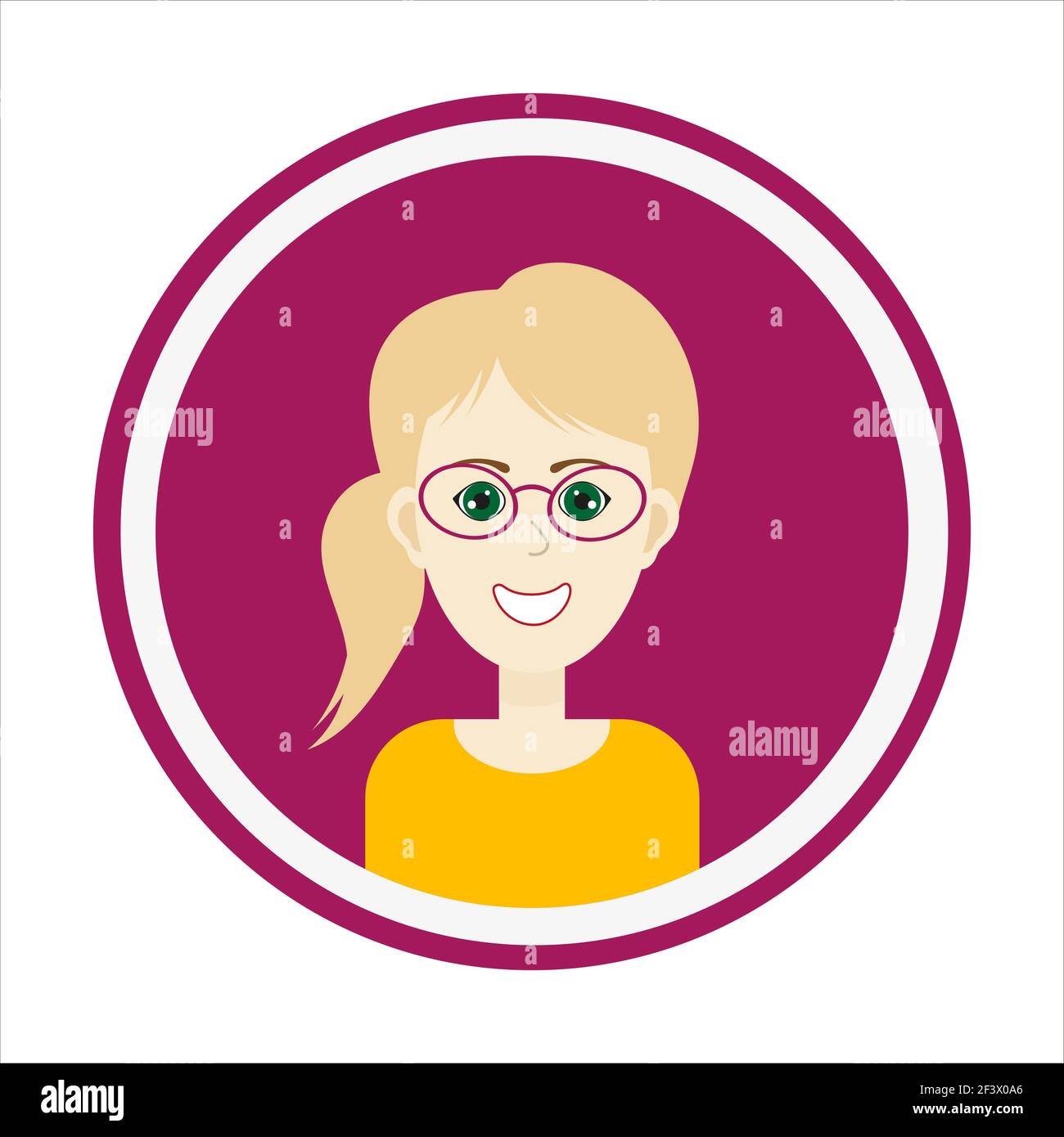 Avatar femminile. Carino ritratto di donna bionda. Illustrazione Vettoriale