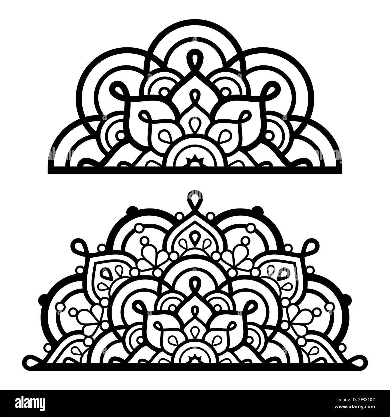 Mezzo mandala vettore arte, indiano mehndi henné stile tatuaggio - yoga, Zen, meditazione, concetto di consapevolezza Illustrazione Vettoriale