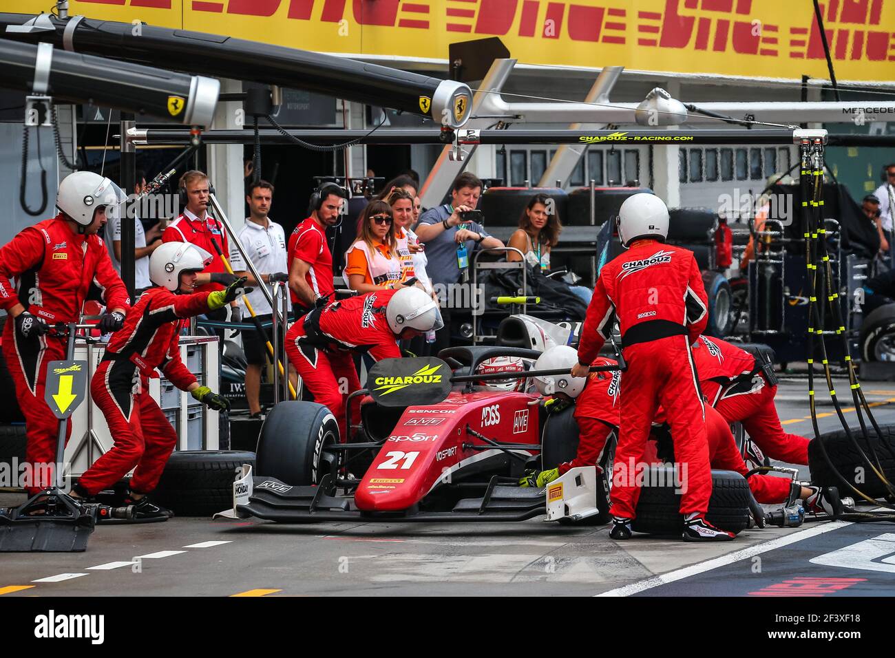Durante il campionato FIA Formula 2 2018 dal 26 al 29 luglio, Hungaroring, Budapest in Ungheria - Foto Sebastian Rozendaal / DPPI Foto Stock