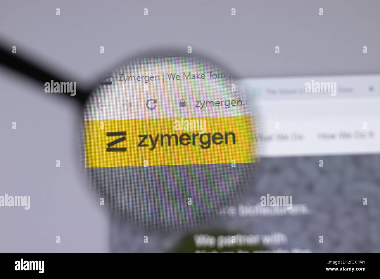 New York, USA - 18 Marzo 2021: Icona del logo della società Zymergen sul sito web, Editoriale illustrativo Foto Stock