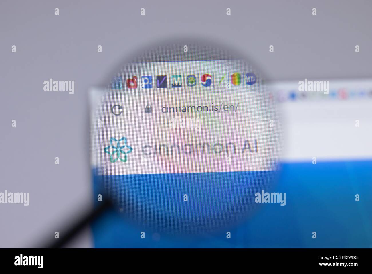 New York, USA - 18 Marzo 2021: Icona del logo della società Cinnamon ai sul sito, Editoriale illustrativo Foto Stock