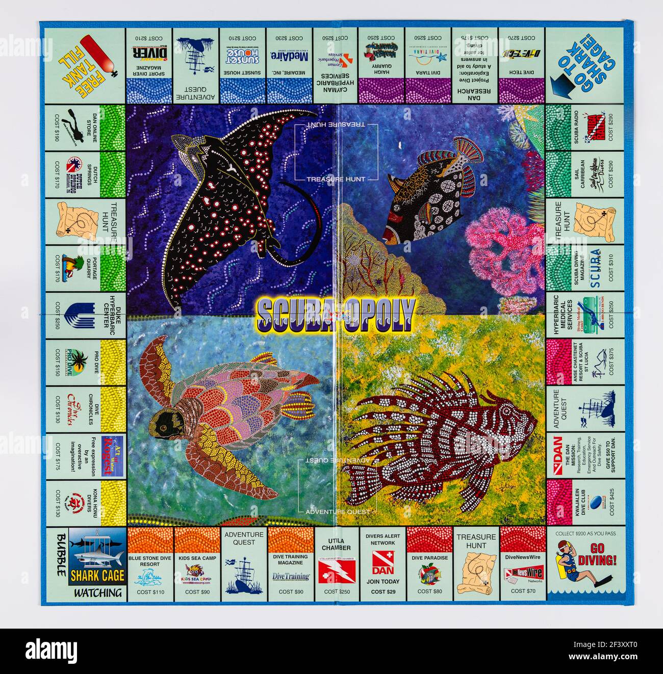 Scuba-opoly Board Game Board Foto Stock Scuba-opoly Board Game Board Foto Stock