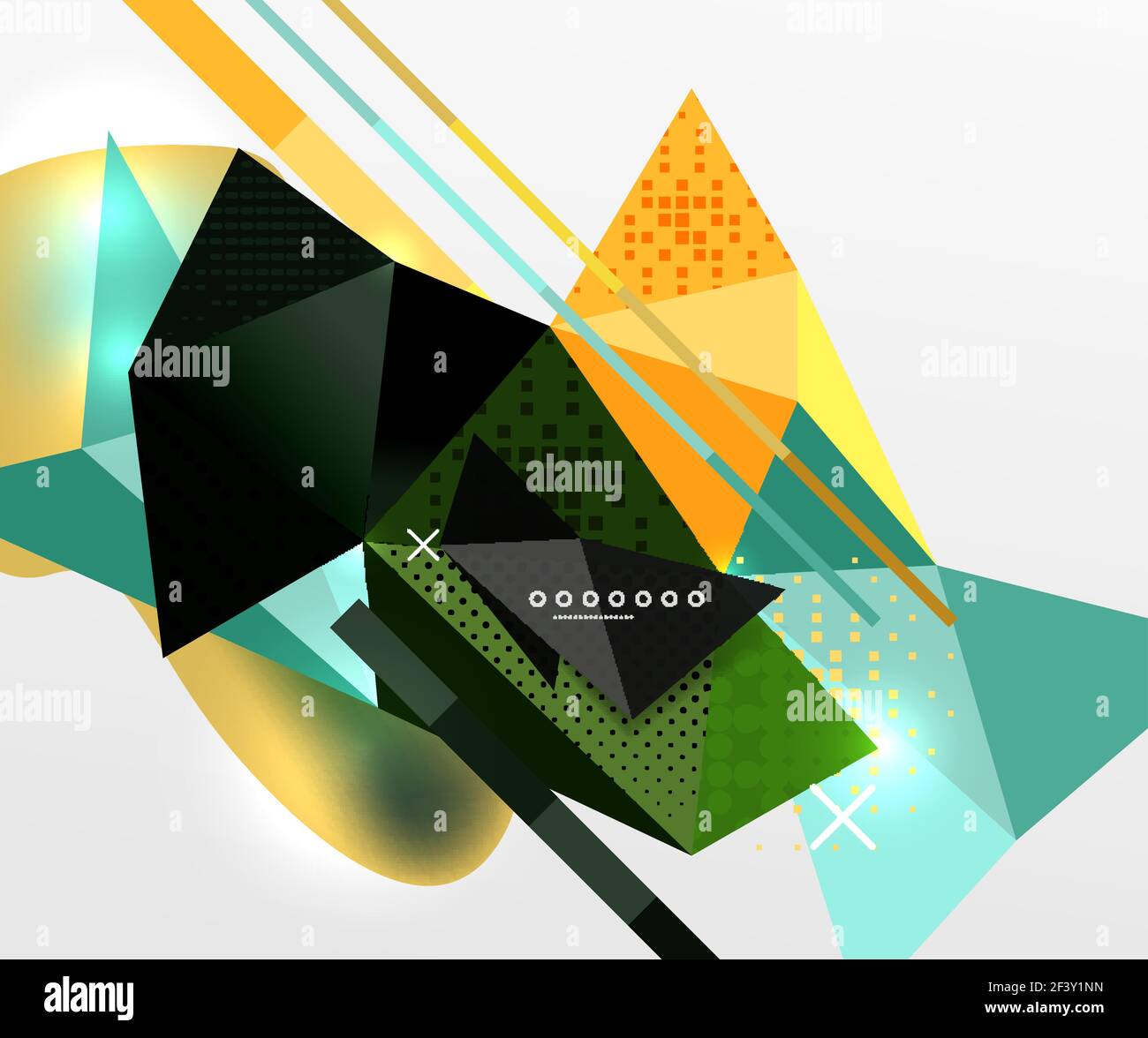 Sfondo geometrico astratto, elementi triangolari poligonali, linee e texture materiali, elementi olografici. Sfondo geometrico astratto, elementi triangolari poligonali, linee e texture materiali, elementi olografici. Modello astratto vettoriale moderno Illustrazione Vettoriale