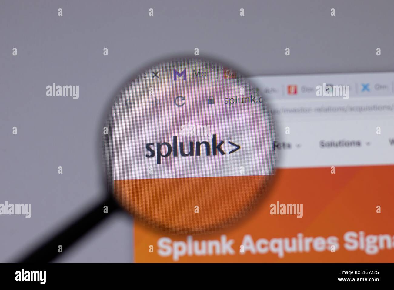 New York, USA - 18 Marzo 2021: Icona del logo di Splunk Company sul sito, Editoriale illustrativo Foto Stock