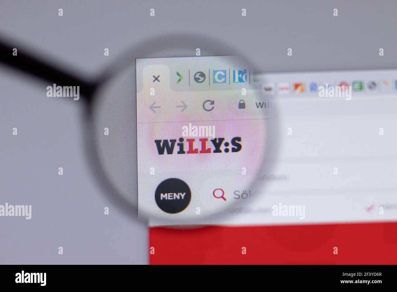 New York, USA - 18 Marzo 2021: Icona del logo della società Willys sul sito, Editoriale illustrativo Foto Stock