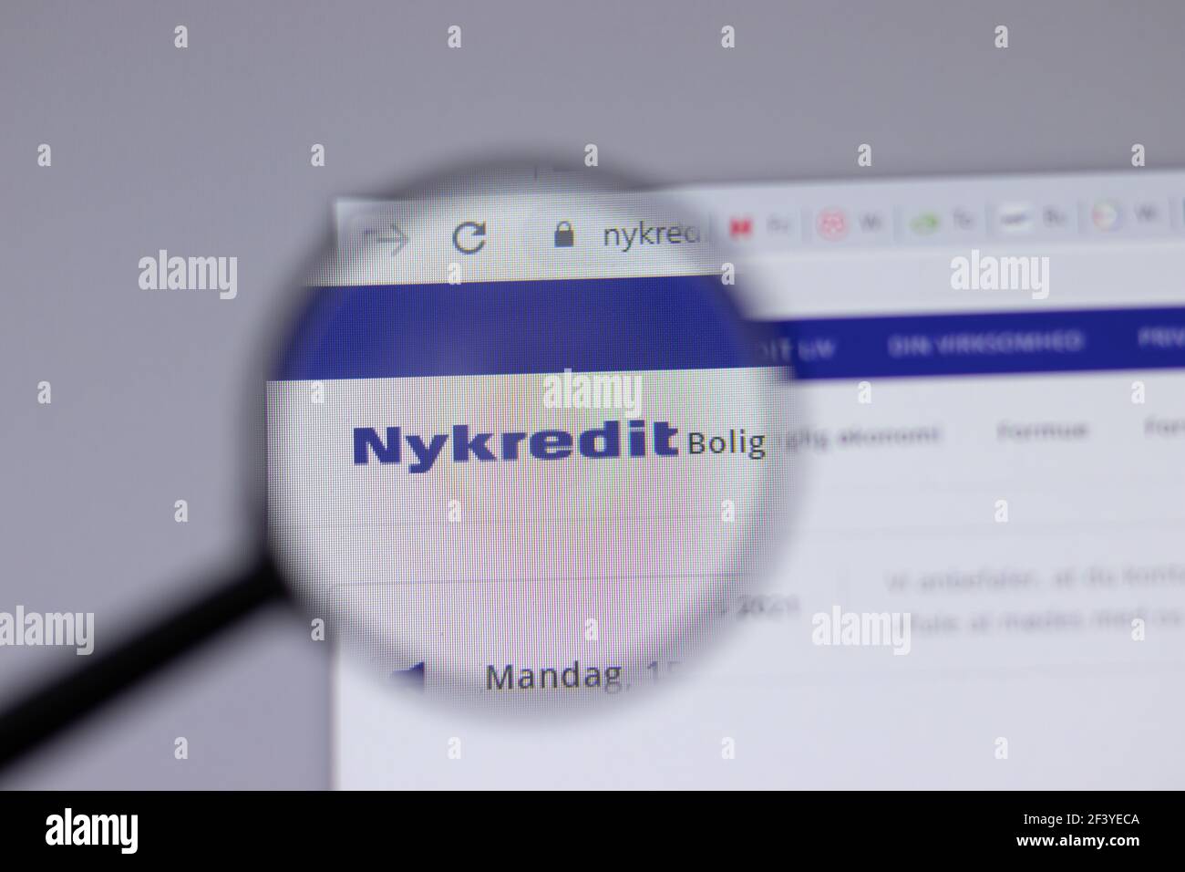 New York, USA - 18 Marzo 2021: Icona del logo della società Nykredit sul sito, Editoriale illustrativo Foto Stock