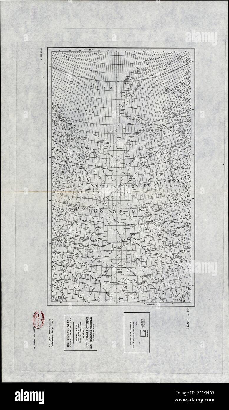 MAPPA NORD EUROPA URSS KARELO 1944 Foto Stock