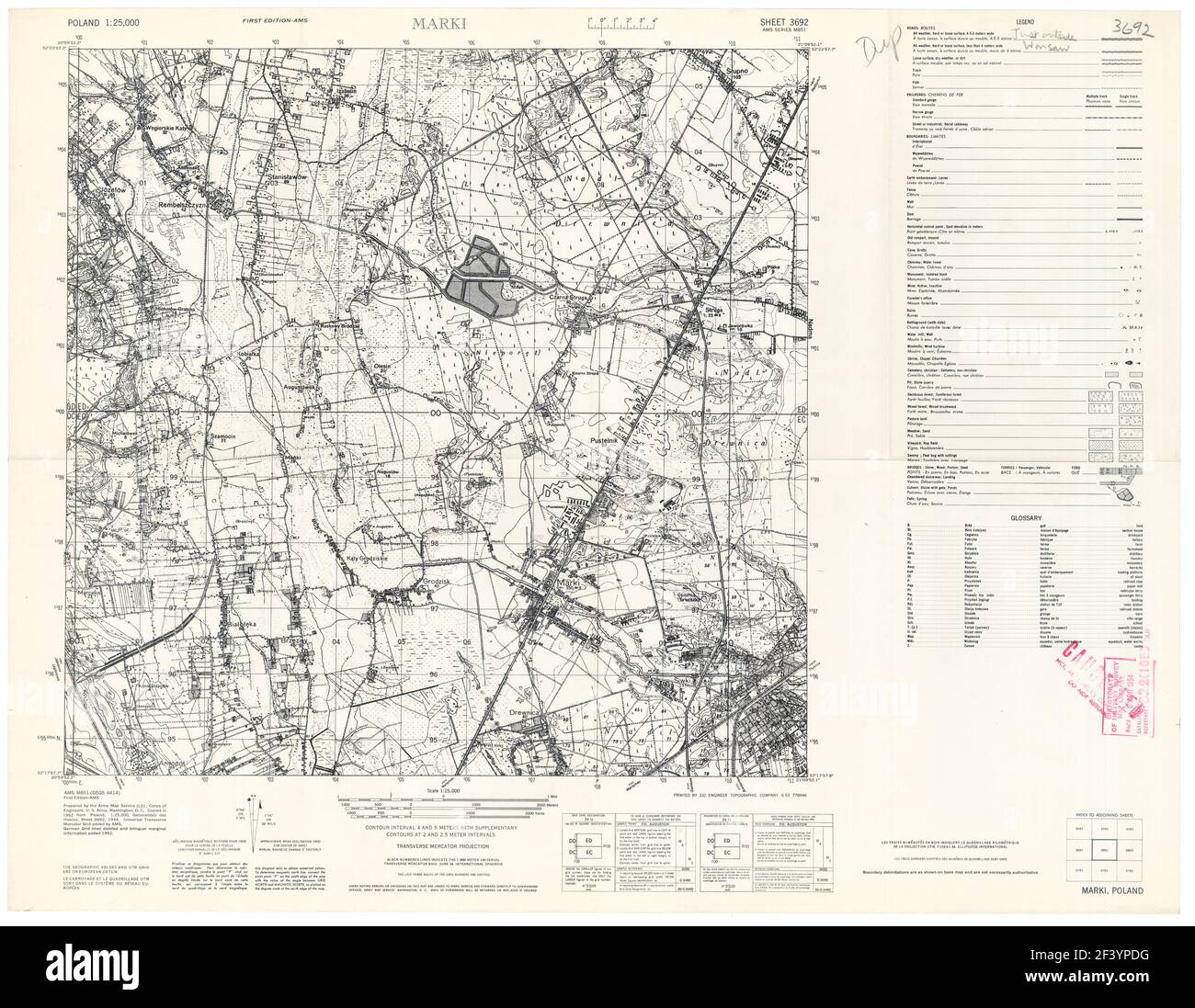 Mappa Poland Marki 1952 Foto Stock