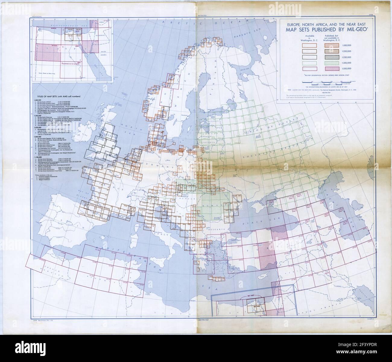 Europa, Nord Africa e Vicino Oriente 1950 Foto Stock