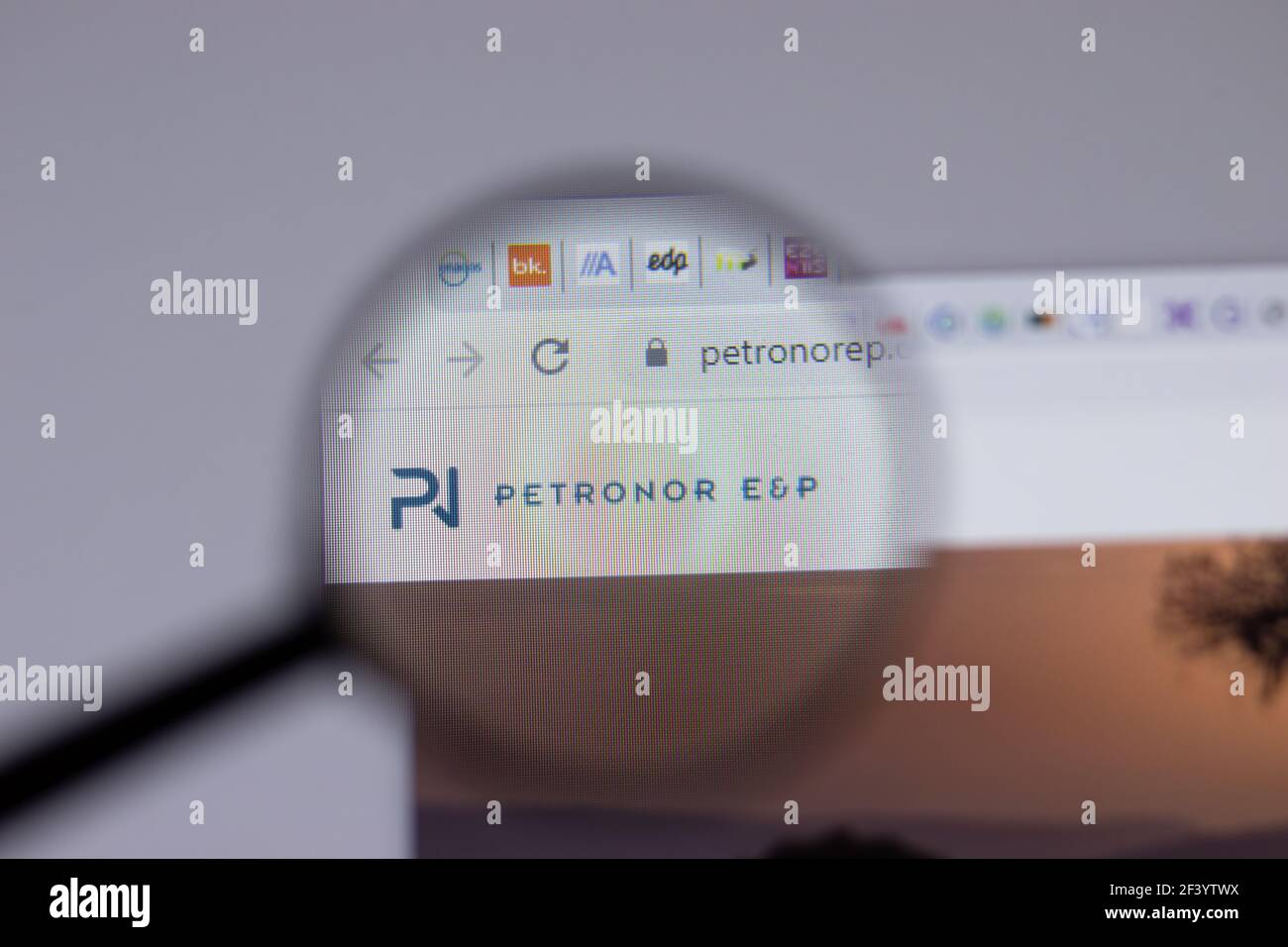 New York, USA - 18 Marzo 2021: Icona del logo della compagnia Petronor sul sito, Editoriale illustrativo Foto Stock