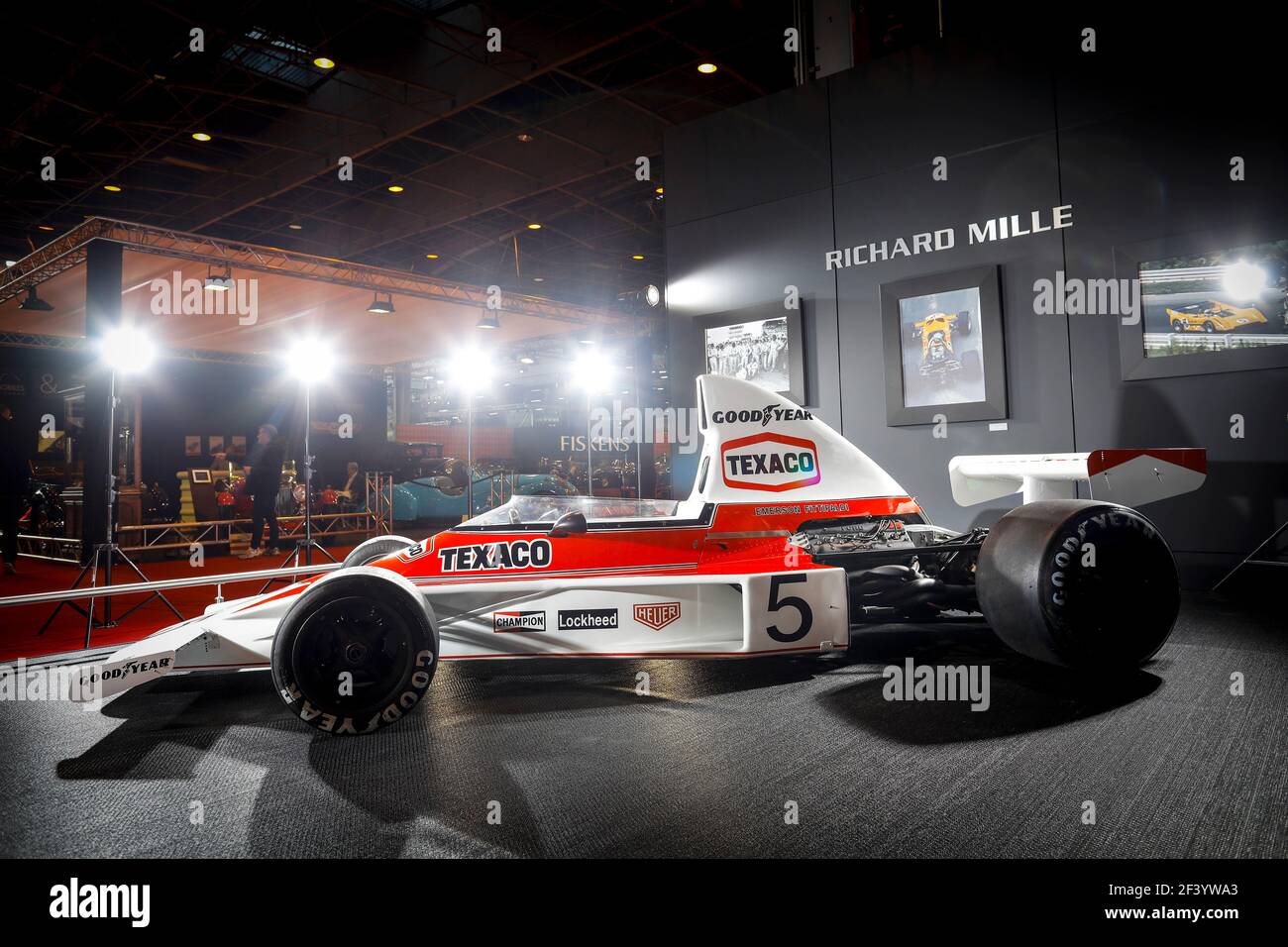 McLaren M23 su Richard Mille stand durante il Retrobobile Show, dal 6 al 11 febbraio 2018 a Parigi, Francia - Foto Francois Flamand / DPPI Foto Stock