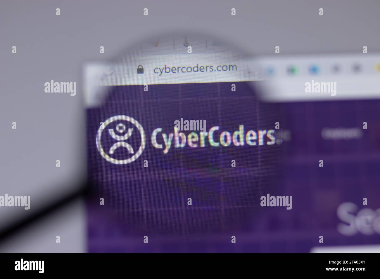 New York, USA - 18 Marzo 2021: Icona del logo della società CyberCoders sul sito, Editoriale illustrativo Foto Stock