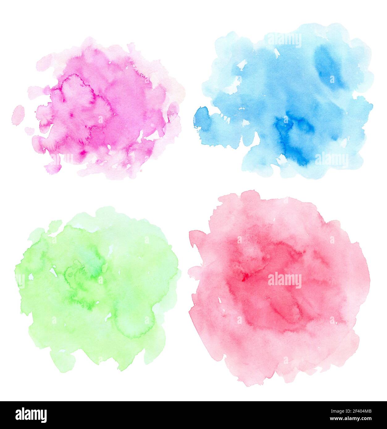 Set di astratta acquerello luminoso blot su un fondo bianco per la progettazione Foto Stock