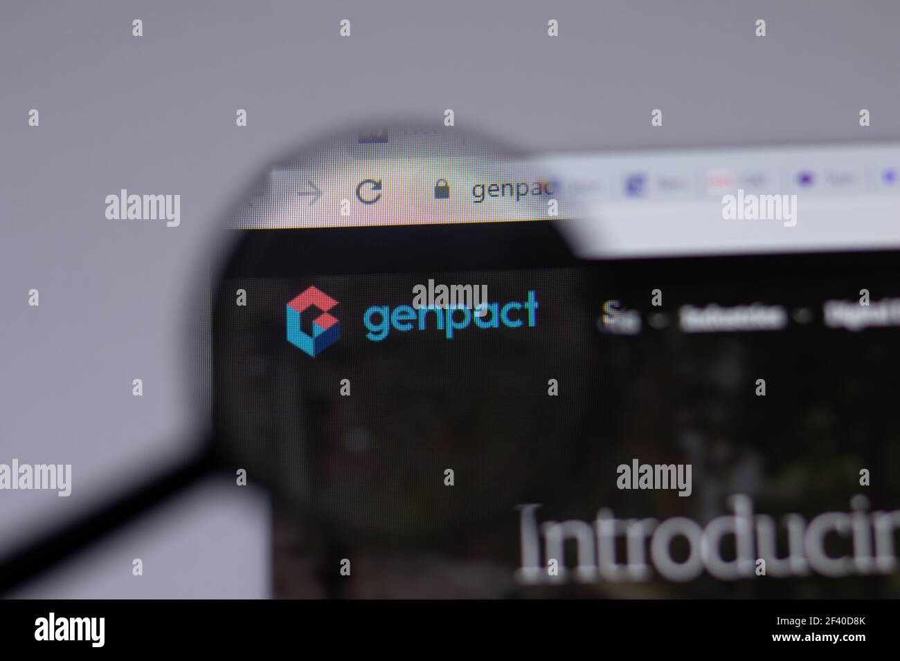 New York, USA - 18 Marzo 2021: Icona del logo aziendale di Genpact sul sito, Editoriale illustrativo Foto Stock
